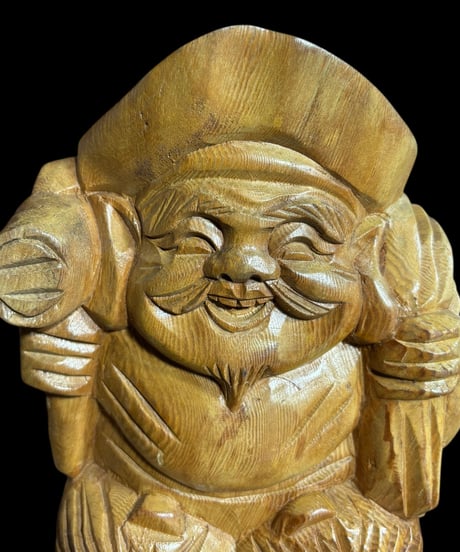 木彫り 大黒天 七福神 木製 大黒様 開運 縁起物 彫刻 仏像 古美術 インテリア 置物 オブジェ 骨董品 アンティーク