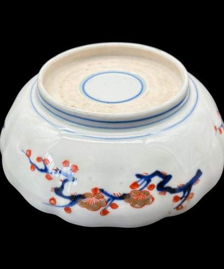 【3客セット】古伊万里 赤絵 鳥草花文図 なます皿 染付 丸皿 取り皿 飾り皿 和食器 伊万里 陶器 骨董品 アンティーク