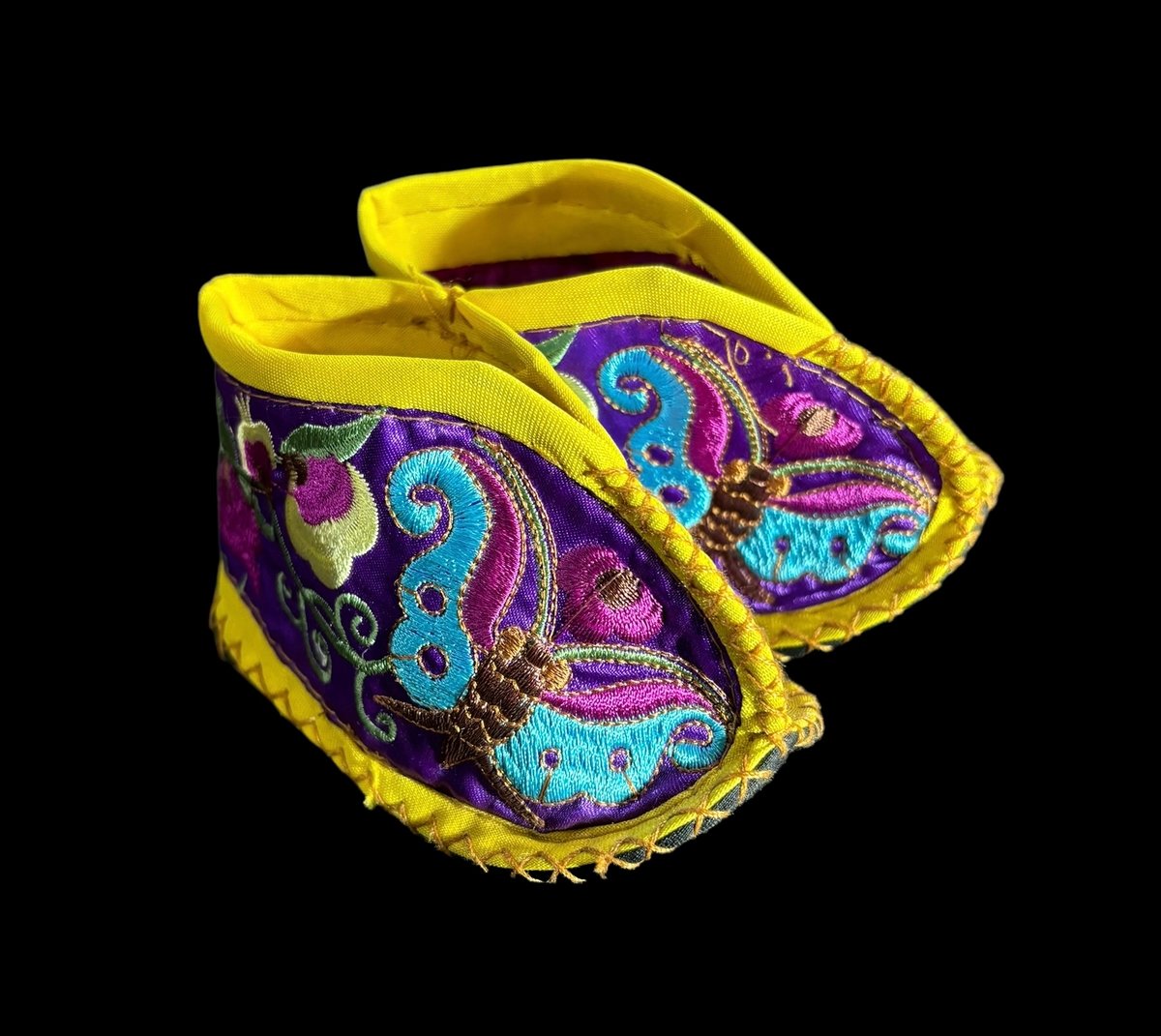 纏足の靴 [パープル] 中国雑貨 布靴 子供靴 刺繍靴 靴 中国 布 刺繡