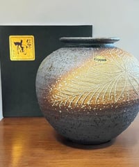 信楽焼 壺 陶芸 花 フラワーベース 花瓶 花入れ 丸壺 花器 陶器 古美術 レトロ 骨董品 アンティーク