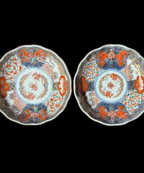 【2客セット】 太明萬歴年製 古伊万里 小皿 金彩 雲龍 草花文 赤絵 色絵 丸皿 盛り皿 飾り皿 古伊万里 古美術 江戸 元禄 和食器 骨董品 アンティーク
