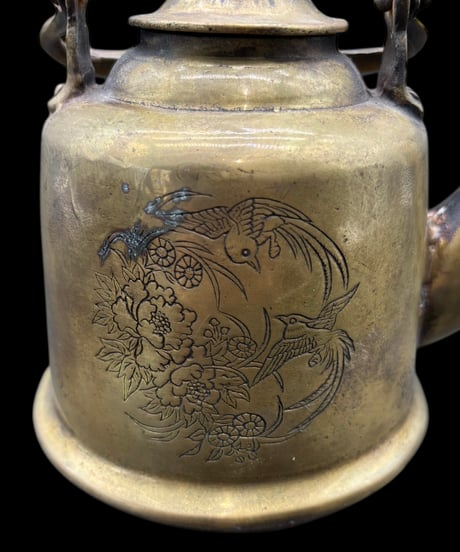 清 龍鳳文 康熙六年 銅製 ティーポット 中国美術 中国骨董 真鍮 やかん 骨董品 アンティーク