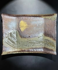 美夜之窯 加藤元男 飾皿 石釉 四角皿 角皿 作家物 古信楽 和食器 骨董品 アンティーク