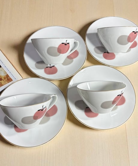 【4客揃】Noritake MINORI カップ&ソーサー 果実 ノリタケ 日本陶器会社 マグカップ 紅茶 コーヒー カップ 茶器 昭和 レトロ アンティーク