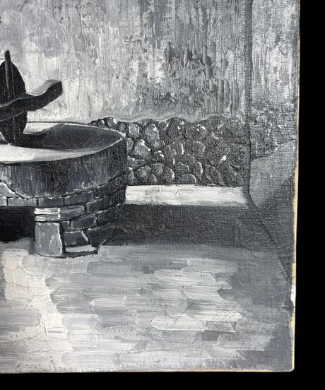 油絵【風景絵】中国雑貨 油彩 額装 壁掛 絵画 色絵 中国 民国 古美術 雑貨 インテリア アンティーク コレクション