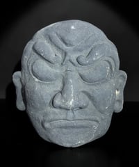 竃神 石彫面 石物 彫刻 仏面 飾面 縁起物 古美術 時代物 インテリア 骨董品 アンティーク