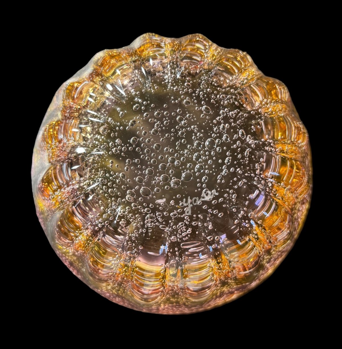 琉球ガラス 鉢 ピンク 吹きガラス 泡ガラス 宙吹き 小鉢 洋食器