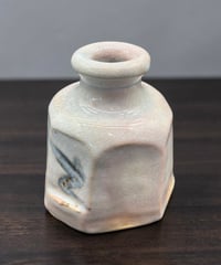 陶芸 花瓶 一輪挿し フラワーベース 六角壺 裏印あり 壺 花入れ 花器 陶器 古美術 時代物 骨董品 アンティーク