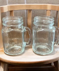 【2個セット】ガラスジャー ガラス コップ ドリンクジャー スムージーグラス 硝子 店舗用 古美術 骨董品 アンティーク