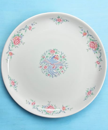 山竹謹製 天翔鳳凰 丸皿 中華 大皿 プレート 鳳凰 中華食器 取り皿 盛り皿 飾り皿 和食器 陶器 骨董品 アンティーク