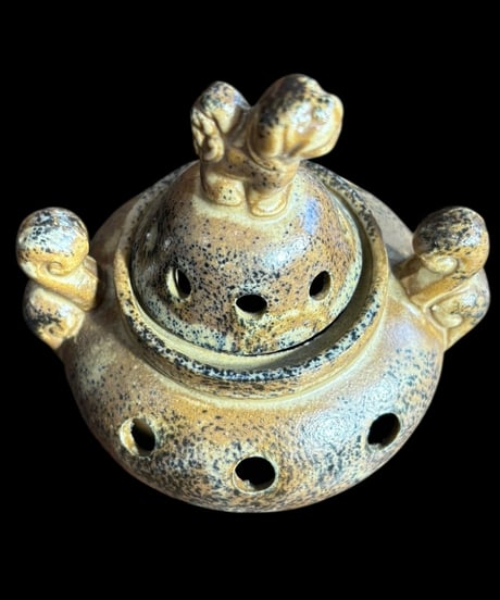 獅子 香炉 三足 狛犬 香道具 美術品 インテリア 置物 陶器 中国 時代物 骨董品 アンティーク
