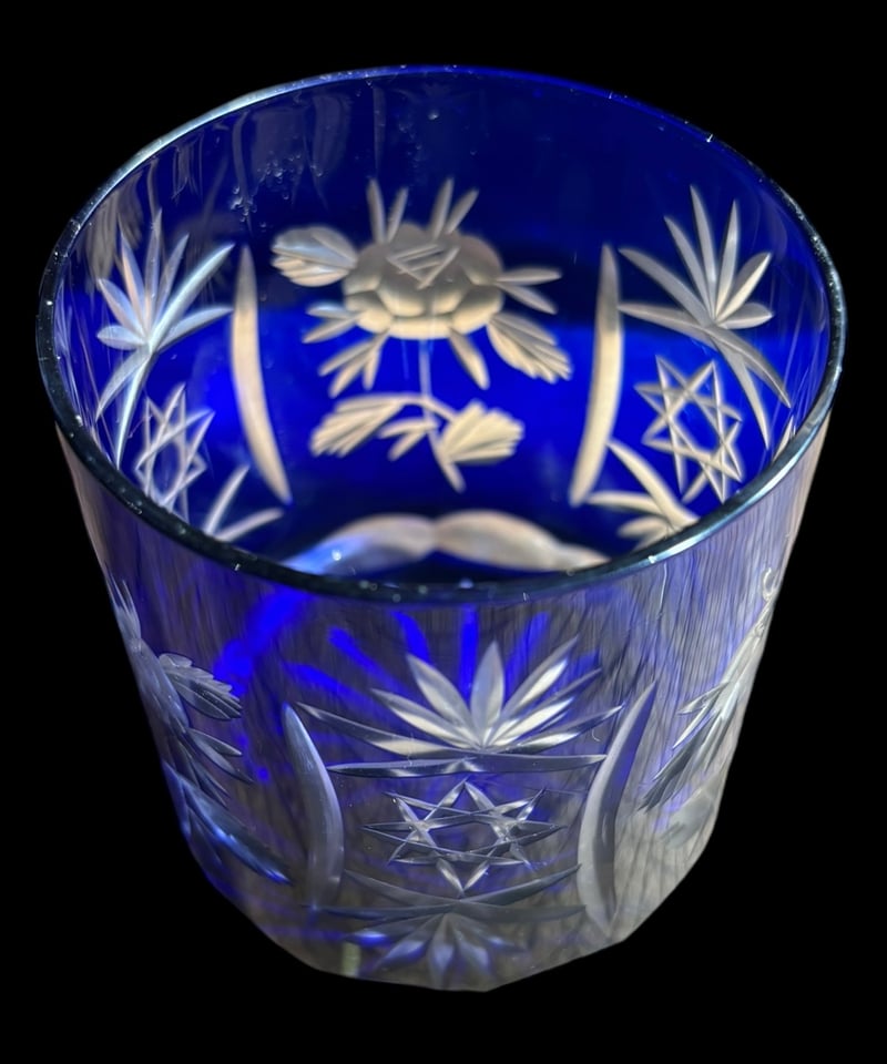 1客限定!!】切子グラス 青 冠水瓶 ブルー タンブラー コップ