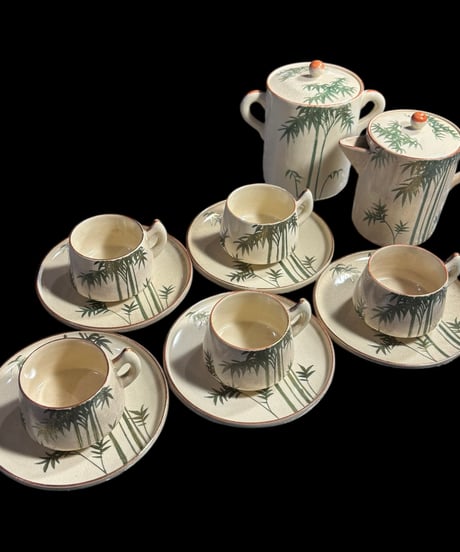 【一式揃】明治 竹 カップ&ソーサー 日本陶器会社 シュガーポット 珈琲 紅茶 コーヒー カップ 茶器 昭和 レトロ アンティーク