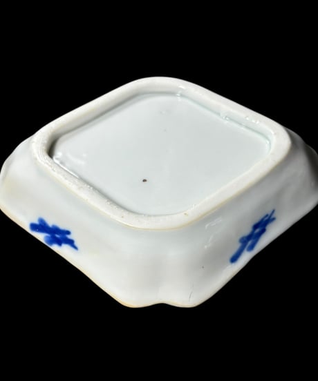 【2客セット】色絵 菱形皿 [梅 風景] 時代物 角皿 小皿 取り皿 盛り皿 飾り皿 レトロ 昭和初期 和食器 骨董品 アンティーク
