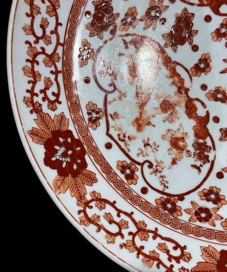 GOLD IMARI 赤絵 孔雀草花文図 大皿 取り皿 飾り皿 伊万里 陶器 骨董品 アンティーク