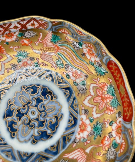 【5客セット】 古伊万里 錦手 金彩 色絵 鳳凰桐葉文図 明治 小皿 丸皿 取り皿 盛り皿 飾り皿 和食器 陶器 骨董品 アンティーク