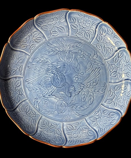 【2客セット】 有田焼 和皿 鳥草花文図 青磁 春 丸皿 取り皿 飾り皿 和食器 陶器 骨董品 アンティーク
