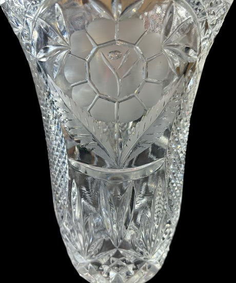 クリスタルガラス 花瓶 フラワーベース クリスタル 硝子 花入れ 花器 陶器 インテリア 昭和 レトロ 骨董品 アンティーク