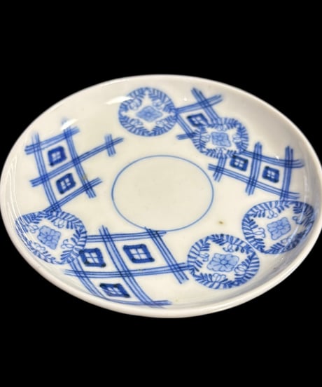 【5客セット】 古伊万里 染付 花菱文 市松文様 小皿 時代物 平皿 丸皿 豆皿 伊万里 和食器 骨董品 アンティーク