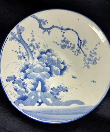 15 船型 獅子 唐草 皿 飾り皿 古伊万里 染付 bluedish