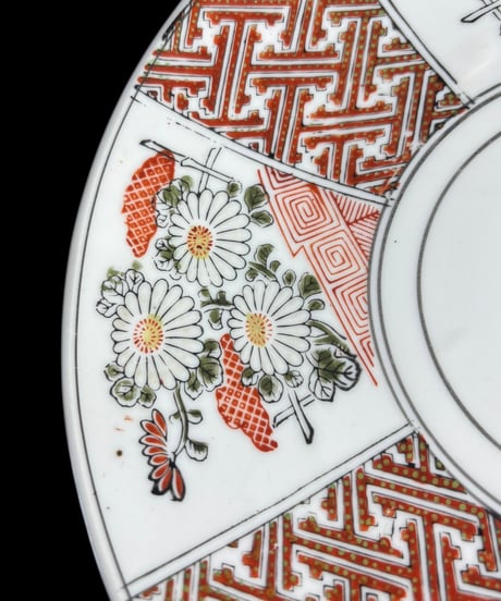 古伊万里 色絵 牡丹文図 大正 丸皿 大皿 取り皿 飾り皿 和食器 伊万里 陶器 骨董品 アンティーク