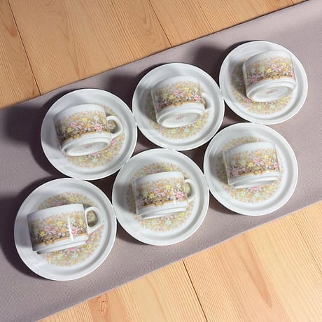【6客揃】Noritake カップ&ソーサー 花柄 ノリタケ 日本陶器会社 マグカップ 紅茶 コーヒー カップ 茶器 昭和 レトロ アンティーク