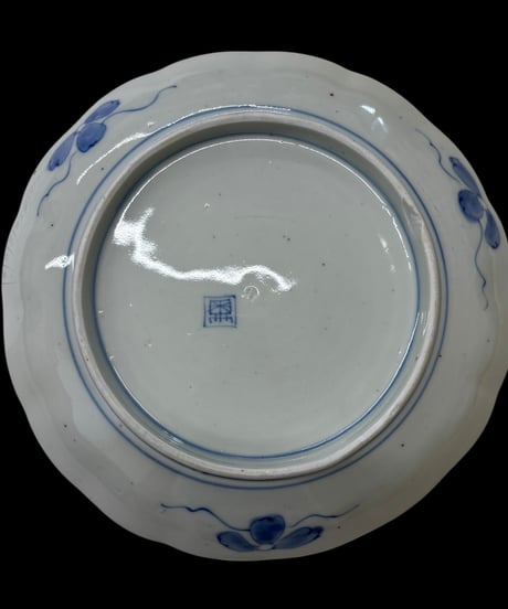 古伊万里 印判皿 梅 松 染付 明治 丸皿 盛り皿 飾り皿 古伊万里 古美術 和食器 骨董品 アンティーク