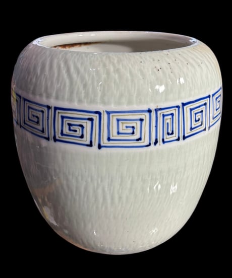 平安 染付 火鉢 白磁 火鉢 陶器 時代物 古道具 骨董品 アンティーク