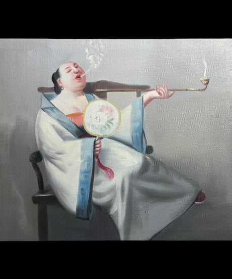 油絵【人物絵】中国雑貨 油彩 額装 壁掛 絵画 色絵 中国 民国 古美術 雑貨 インテリア アンティーク コレクション
