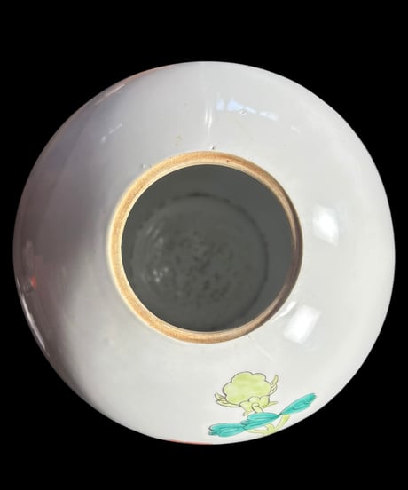 中国磁器 色絵 蓋付き壺 花柄 フラワーベース 花瓶 花入れ 牡丹 花器 丸壺 陶器 中国 古美術 骨董品 アンティーク