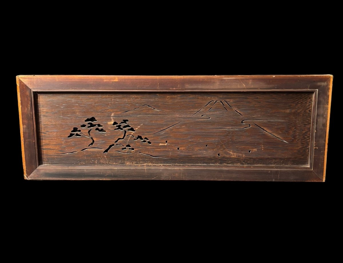 欄間額 彫刻 象牙調 昭和 希少富士山アンティーク 欄間額 彫刻 象牙調 昭和 希少富士山アンティーク