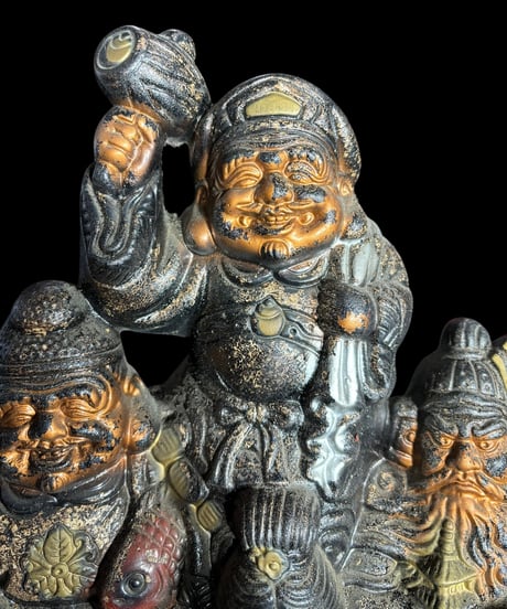 七福神 龍神 鹿 陶器製 大黒 恵比寿 布袋 弁財天 毘沙門天 福禄寿 縁起物 開運 縁起物 商売繁盛 インテリア 置物 オブジェ 骨董品 アンティーク