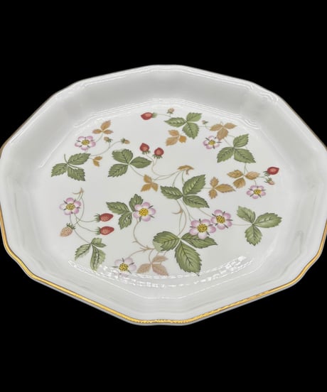 WEDGWOOD ウェッジウッド ワイルドストロベリー オクタゴナルディッシュ 花柄 プレート 八角形 飾皿 英国 おしゃれ アンティーク