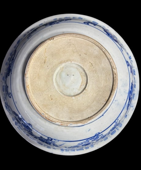 明治期 染付 大鉢 牡丹文図 松竹梅 深鉢 鉢 時代物 取り皿 飾り皿 和食器 大正 陶器 骨董品 アンティーク