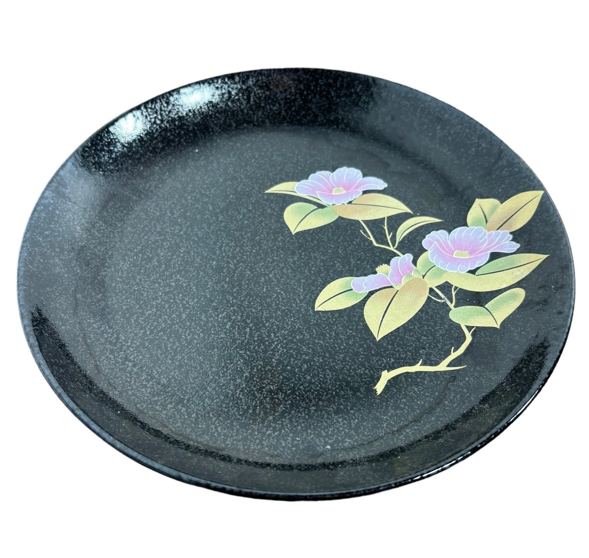 2客セット】水陶 花柄 平皿 ブラック 丸皿 陶器 洋食器 和食器 2客セット】水陶 花柄 平皿 ブラック 丸皿 陶器 洋食器 和食器