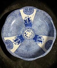 蔵出し 古伊万里 染付 大鉢 唐子 松竹梅 盛り鉢 鉢 飾り皿 和食器 陶器 時代物 骨董品 アンティーク