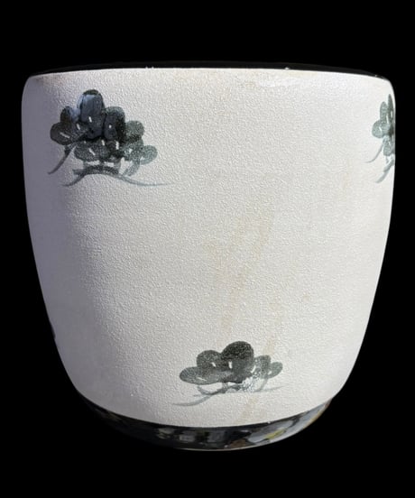火鉢 松 モノトーン 金魚鉢 睡蓮鉢 壺 陶器 時代物 古道具 昭和 レトロ 骨董品 アンティーク