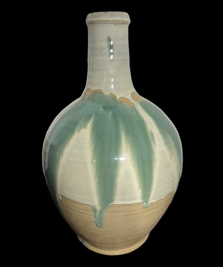 緑釉 壺 フラワーベース 花瓶 花入れ 花器 陶器 古美術 骨董品