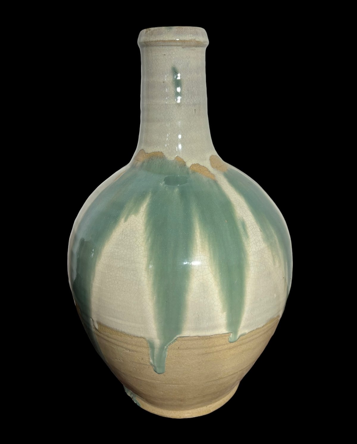 緑釉 壺 フラワーベース 花瓶 花入れ 花器 陶器 古美術 骨董品