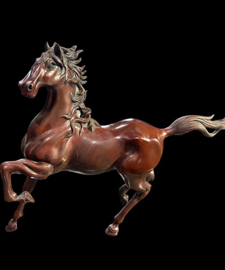 ブロンズ 馬 置物 干支 跳ね馬 縁起物 飾り 彫刻美術 銅製 工芸品 インテリア オブジェ 骨董品 アンティーク