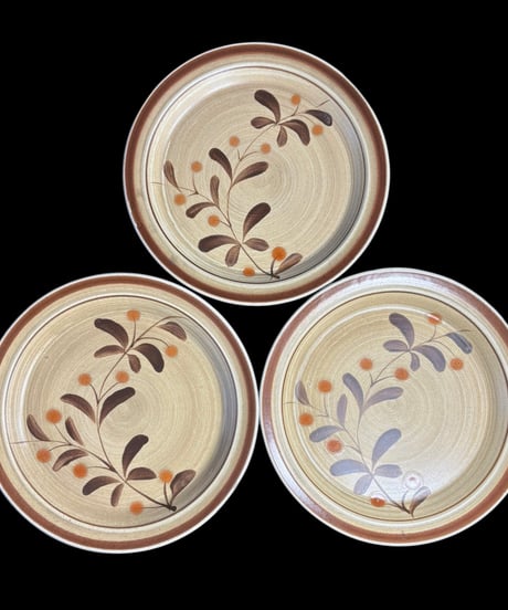 【3客セット】PREMIERE Potterskraft Wild Berries ストーンウェア 平皿 プレート 和食器 陶器 アンティーク