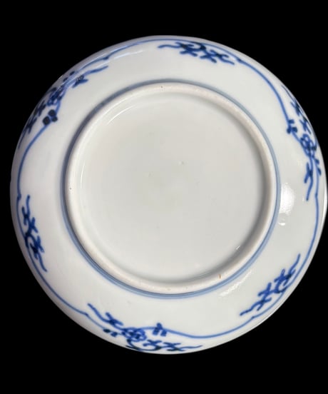 【5客セット】 古伊万里 染付 花菱文 市松文様 小皿 時代物 平皿 丸皿 豆皿 伊万里 和食器 骨董品 アンティーク