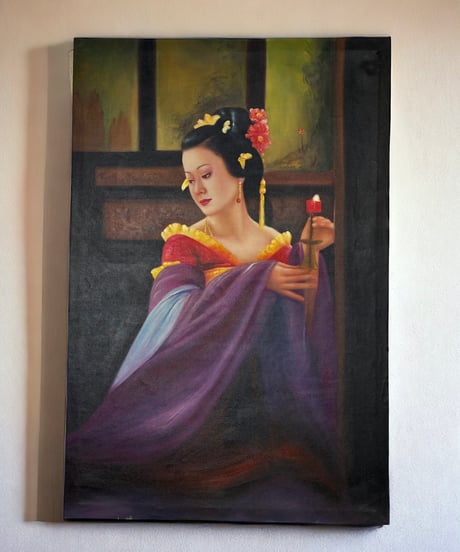 中国美術 油絵【人物画】額装 壁掛 絵画 色絵 民国 古美術 アンティーク コレクション