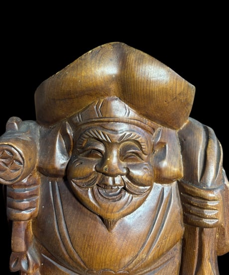 木彫り 大黒天 七福神 木製 大黒様 開運 縁起物 彫刻 仏像 古美術 インテリア 置物 オブジェ 骨董品 アンティーク