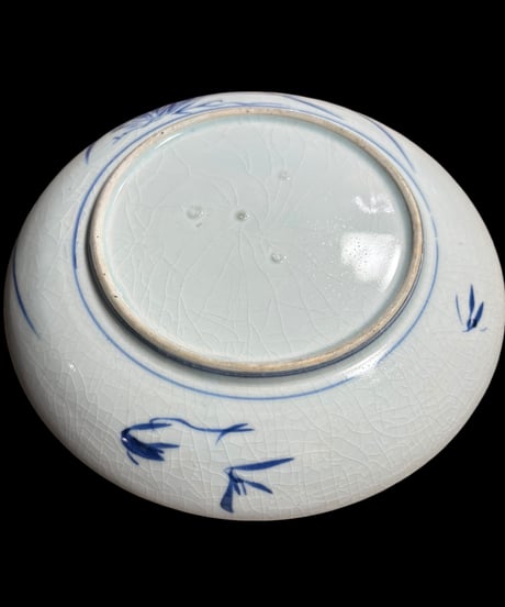 染付 大皿 [草花文絵] 平皿 盛り皿 飾り皿 器 古伊万里 江戸時代 和食器 骨董品 アンティーク