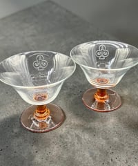 【2個セット】 純喫茶 クローバー レトログラス 琥珀色 デザートグラス ガラス サンデー アイス クリスタル 食器 レトロ アンティーク