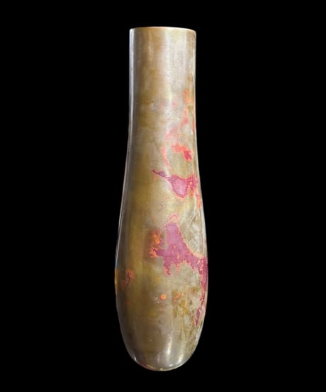 晴雲 斑紫銅花瓶 鋳型 斑紫銅 丸形 フラワーベース 花入れ 花器 共箱 インテリア 作家物 工芸品 骨董品 アンティーク
