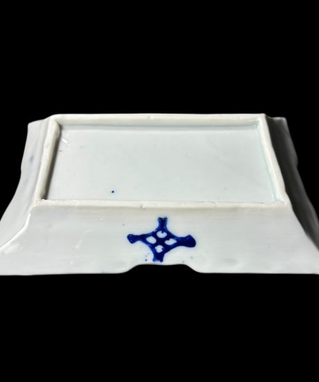 【2客セット】色絵 四角皿 [梅 鳥] 時代物 角皿 変形皿 小皿 取り皿 盛り皿 飾り皿 レトロ 昭和初期 和食器 骨董品 アンティーク