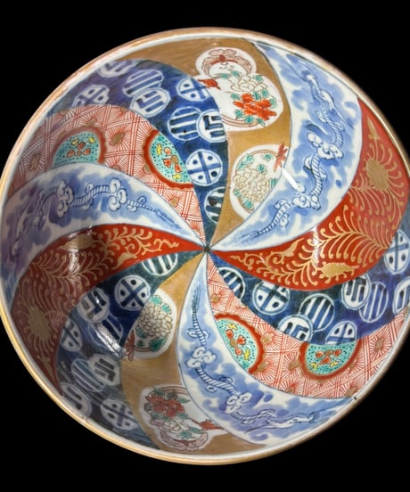 【現品限り!!】2組鉢 伊万里 大鉢 [龍草花文] ねじり模様 金彩 赤絵 色絵 鉢 丸皿 盛り皿 飾り皿 古伊万里 古美術 和食器 骨董品 アンティーク