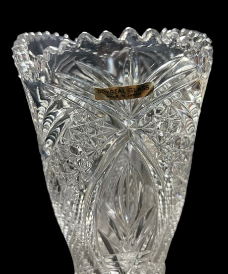 クリスタルグラス 花瓶 日本製 フラワーベース クリスタル 硝子 花入れ 花器 インテリア 昭和 レトロ 骨董品 アンティーク